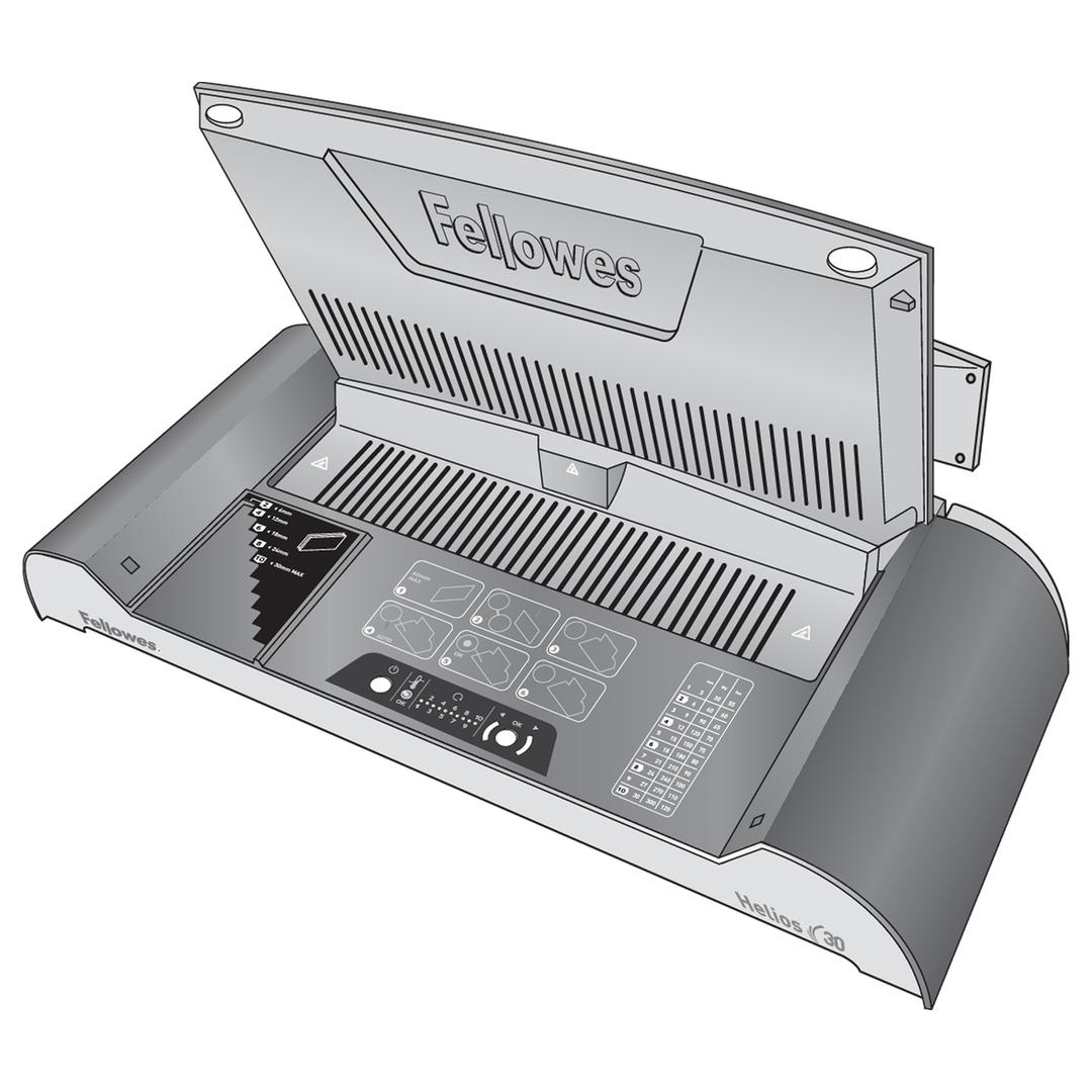 Thermorelieur Helios 30 FELLOWES — Schéma vue de dessus ouvert