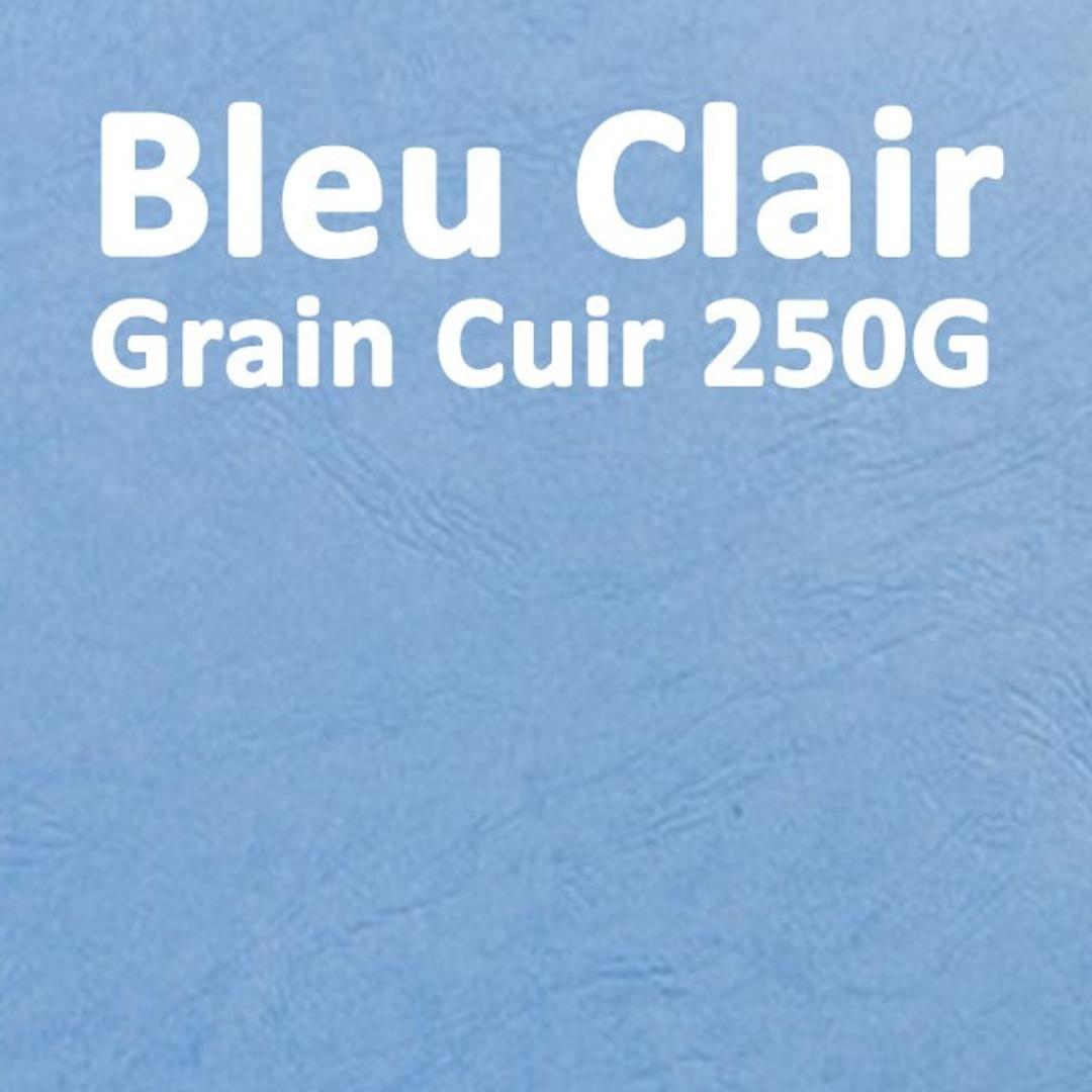 Couverture Grain Cuir bleu clair A4 250gsm — Couverture carton grain cuir bleu clair 250 g/m², format A4 — paquet de 100 feuilles