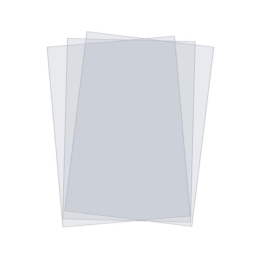 Plat de couverture polypropylène A4 mat, 50/100 Polypropylène mat 500 microns A4 FALCON K — Couvertures polypropylène mates A4 Falcon K 500 microns, trois feuilles superposées