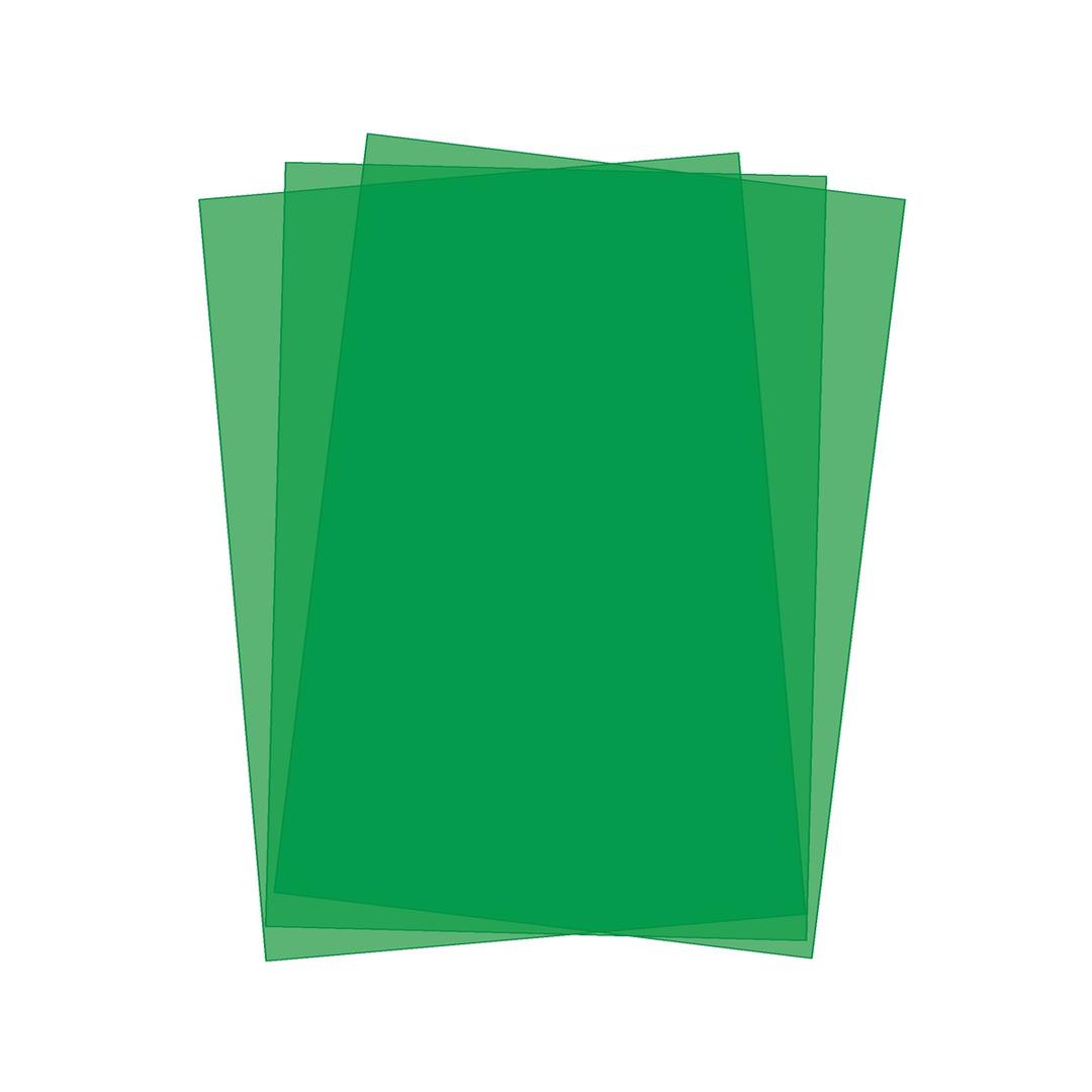 Plat de couverture PVC A4 vert, 20/100 PVC vert 200 microns A4 FALCON K — Couvertures PVC vertes A4 Falcon K 200 microns, trois feuilles translucides superposées