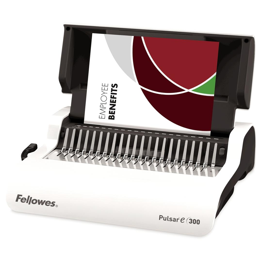 Perforelieur électrique anneaux plastiques pas US Pulsar-E 300 FELLOWES — Vue de gauche ouvert