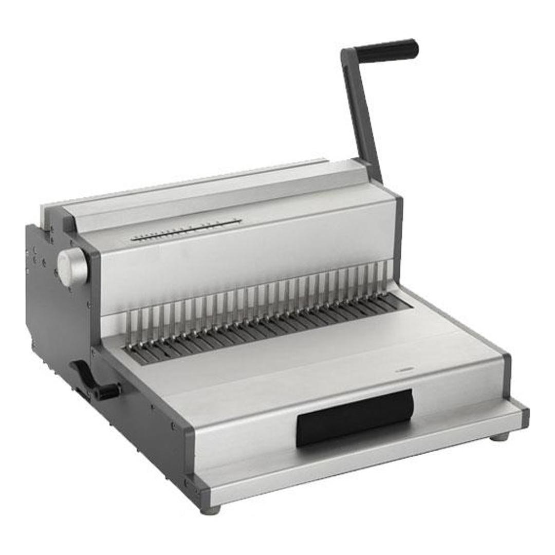 Relieur multifonction Falcon K RMT 360, vue de trois quarts avec le bras de fermeture, les griffes et le rouleau coil