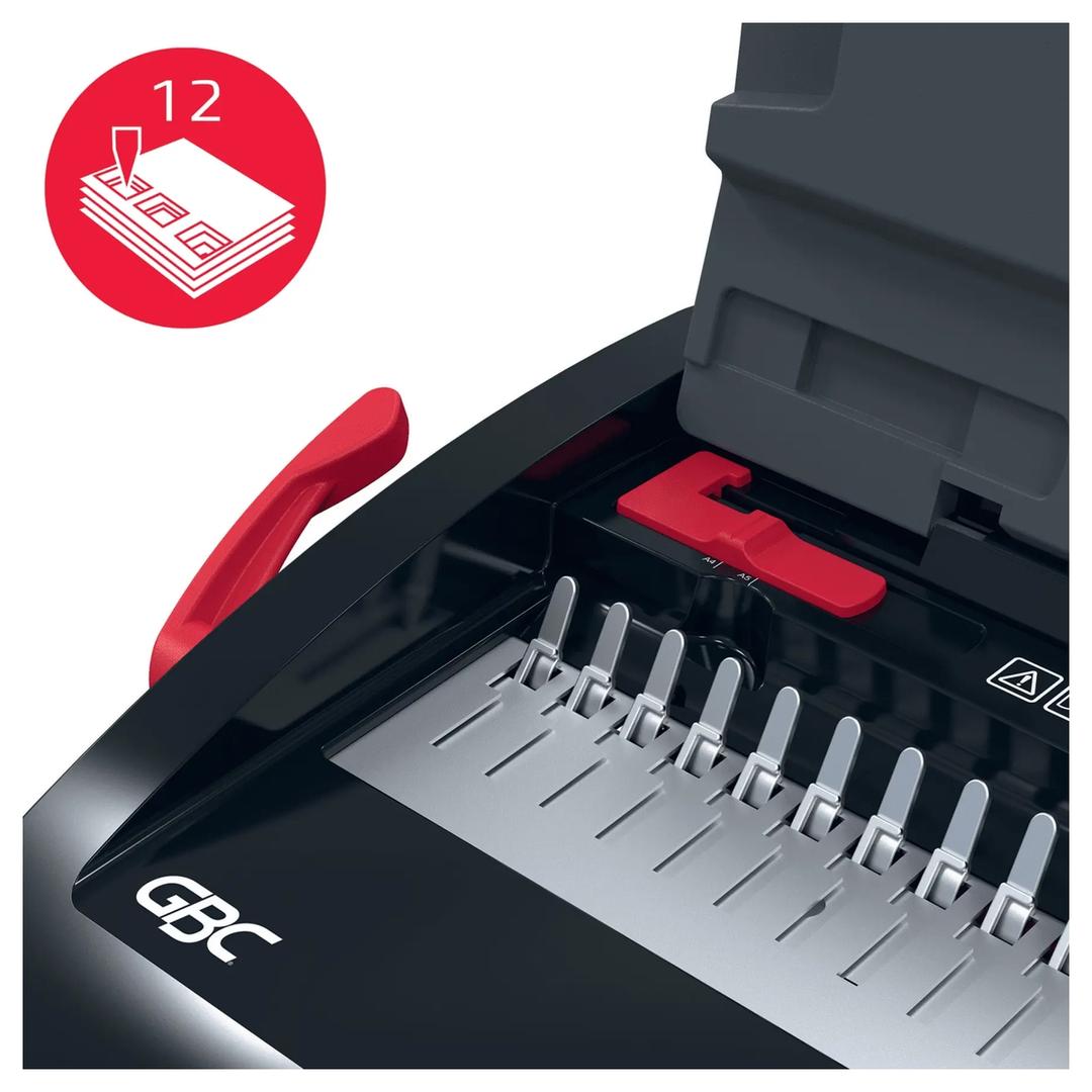 Perforelieur manuel anneaux plastiques pas US CombBind CB12 GBC — Capacité de perforation maximale 12 feuilles