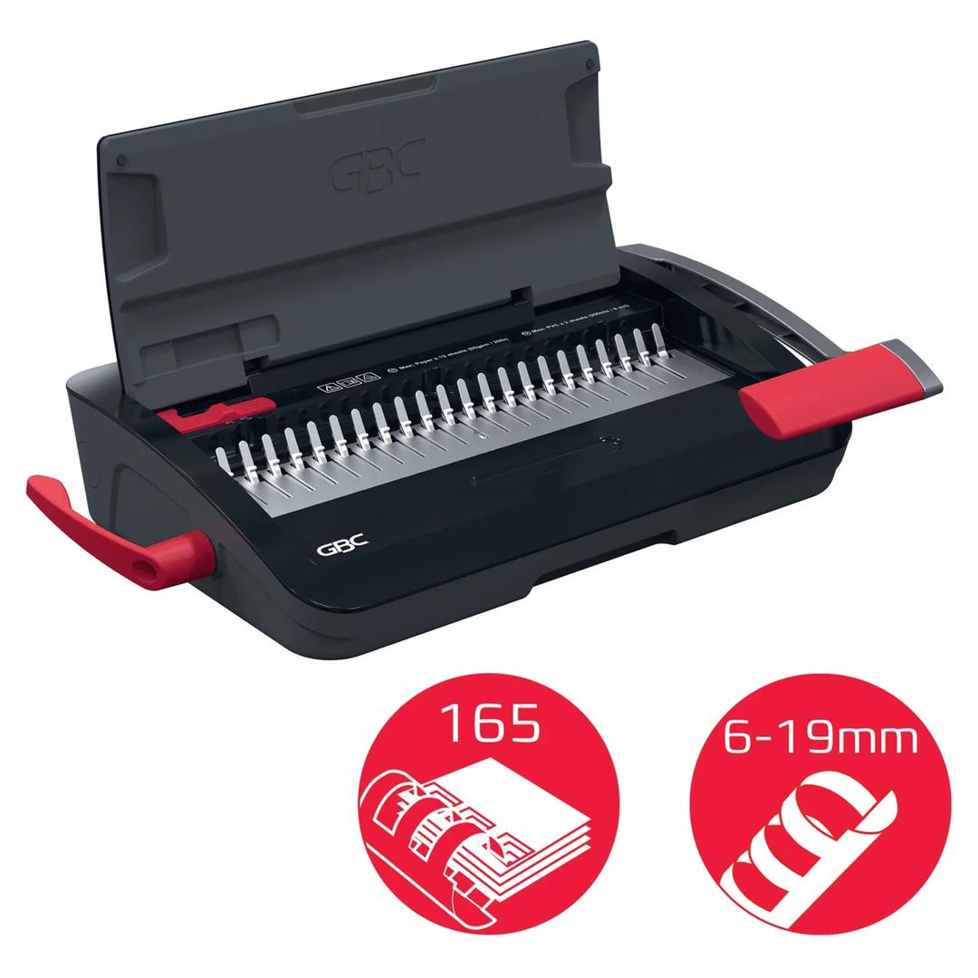Perforelieur manuel anneaux plastiques pas US CombBind CB12 GBC — Capacité de reliure 165 feuilles avec anneaux plastiques de 6 à 19 mm