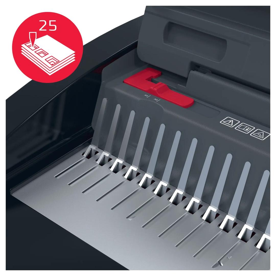 Perforelieur électrique anneaux plastiques pas US CombBind CB25E GBC — Gros plan capacité de perforation 25 feuilles