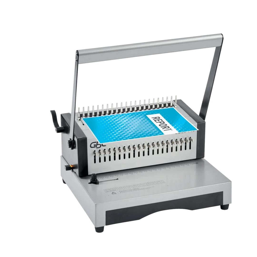 Perforelieur manuel anneaux plastiques pas US CB25 Pro GBC - Reliure d'un rapport en peigne plastique avec le perforelieur GBC CB25 Pro