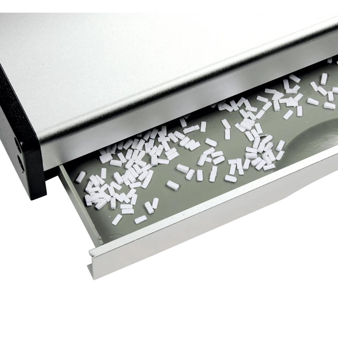 Perforelieur électrique anneaux plastiques pas US CB30E Pro GBC - Bac à déchets de perforation rempli de confettis