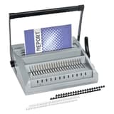 Perforelieur manuel anneaux plastiques pas US et métalliques pas 3:1 MultiBind MB20 GBC - Perforelieur GBC MultiBind MB20 avec un document et des anneaux métalliques