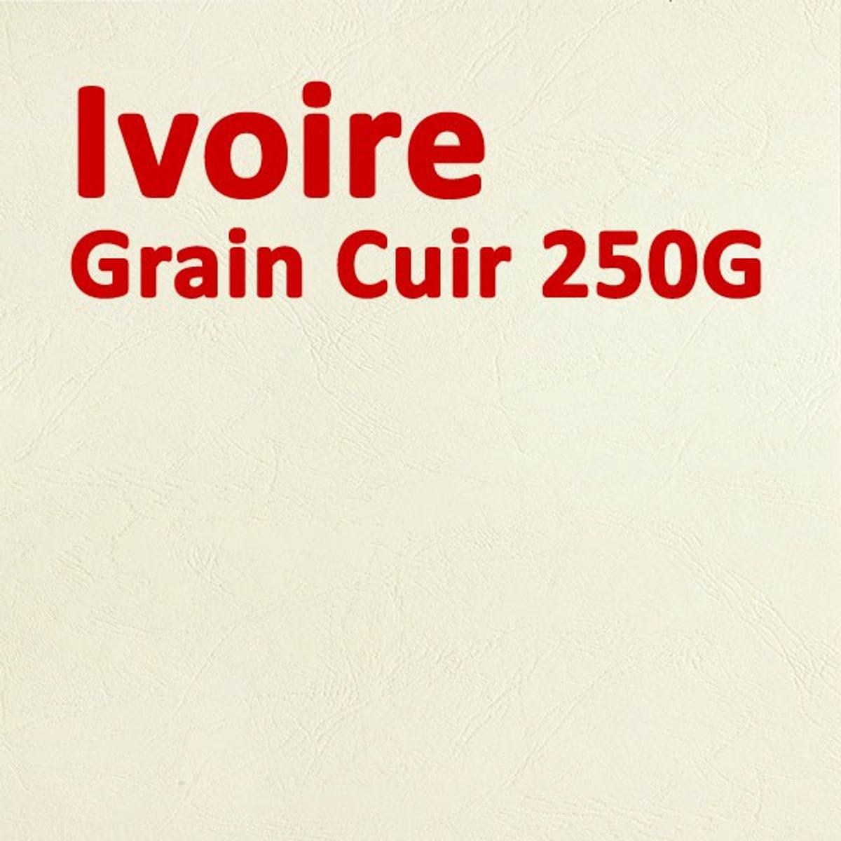 Couvertures cartonnées grain cuir 250gr ivoire A4 — Couverture carton grain cuir ivoire 250 g/m², format A4 — paquet de 100 feuilles