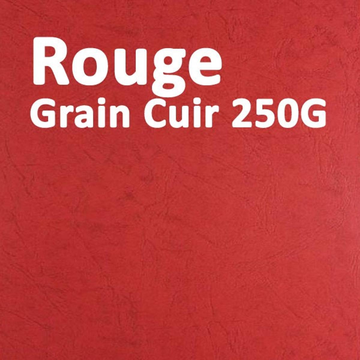 Couvertures cartonnées grain cuir 250 g/m² A3 rouge — Paquet de 100 couvertures cartonnées grain cuir 250 g/m² A3 rouge, texture grainée visible
