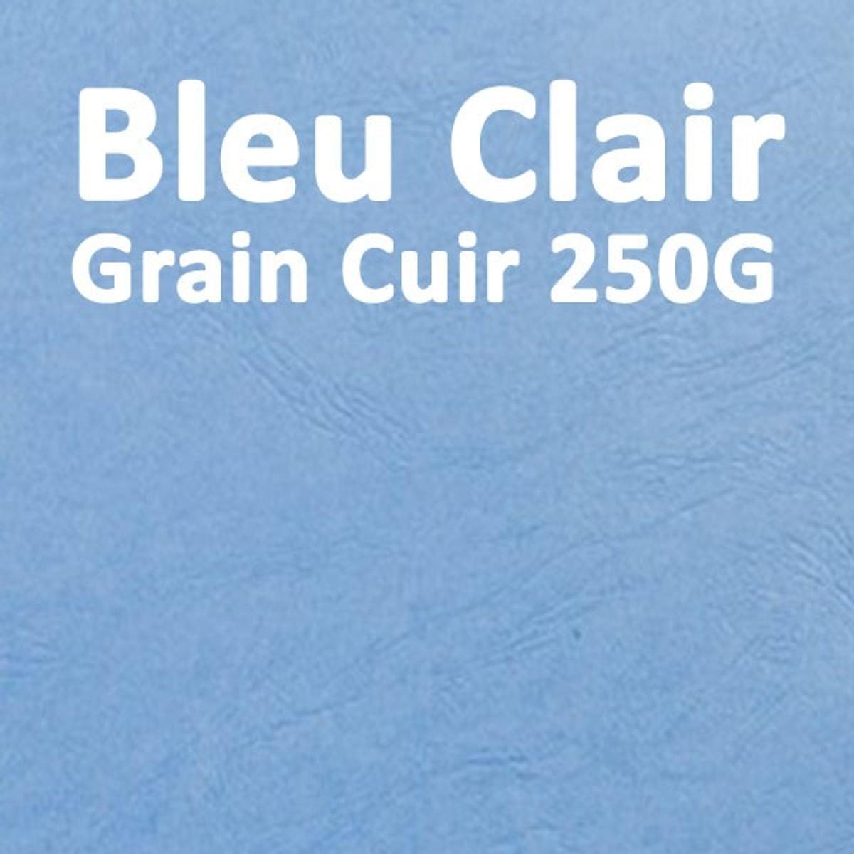 Couverture Grain Cuir bleu clair A4 250gsm — Couverture carton grain cuir bleu clair 250 g/m², format A4 — paquet de 100 feuilles