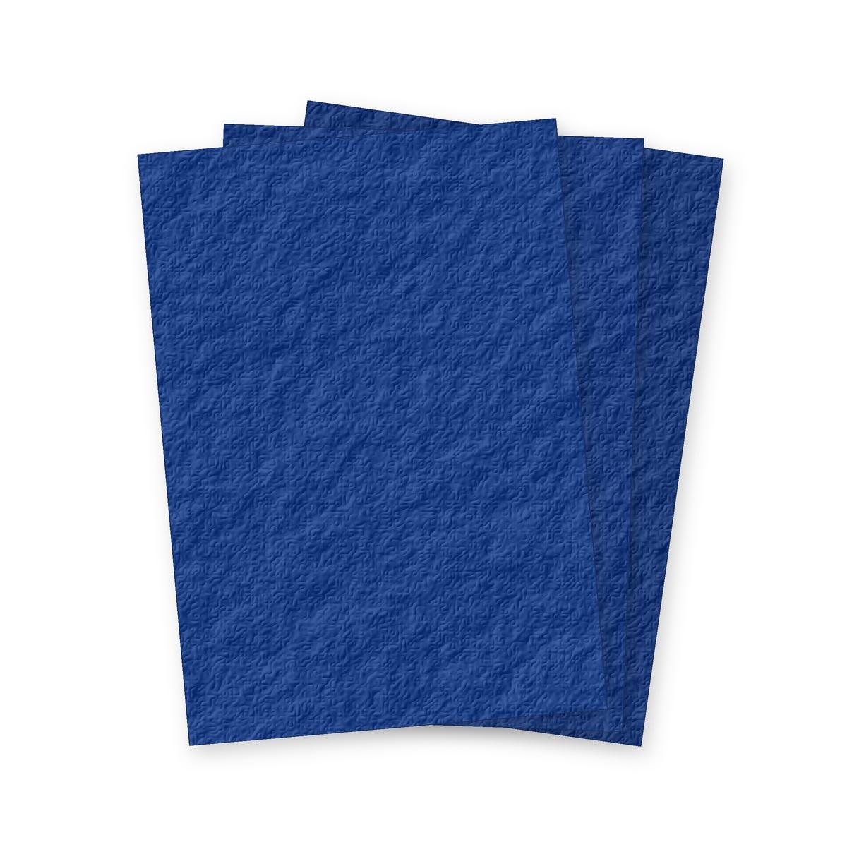 Couverture Grain Cuir bleu royale A4 250gsm FALCON K - Trois couvertures cartonnées grain cuir bleu royal Falcon K A4 250 g en éventail