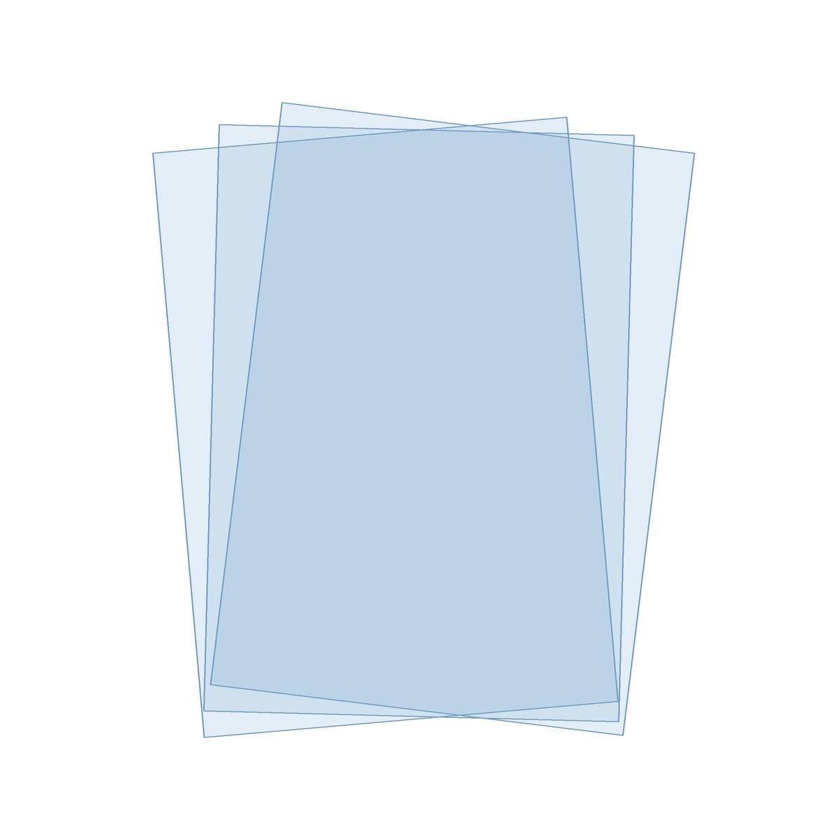 Couvertures PVC transparentes A4 Falcon K 150 microns, trois feuilles superposées