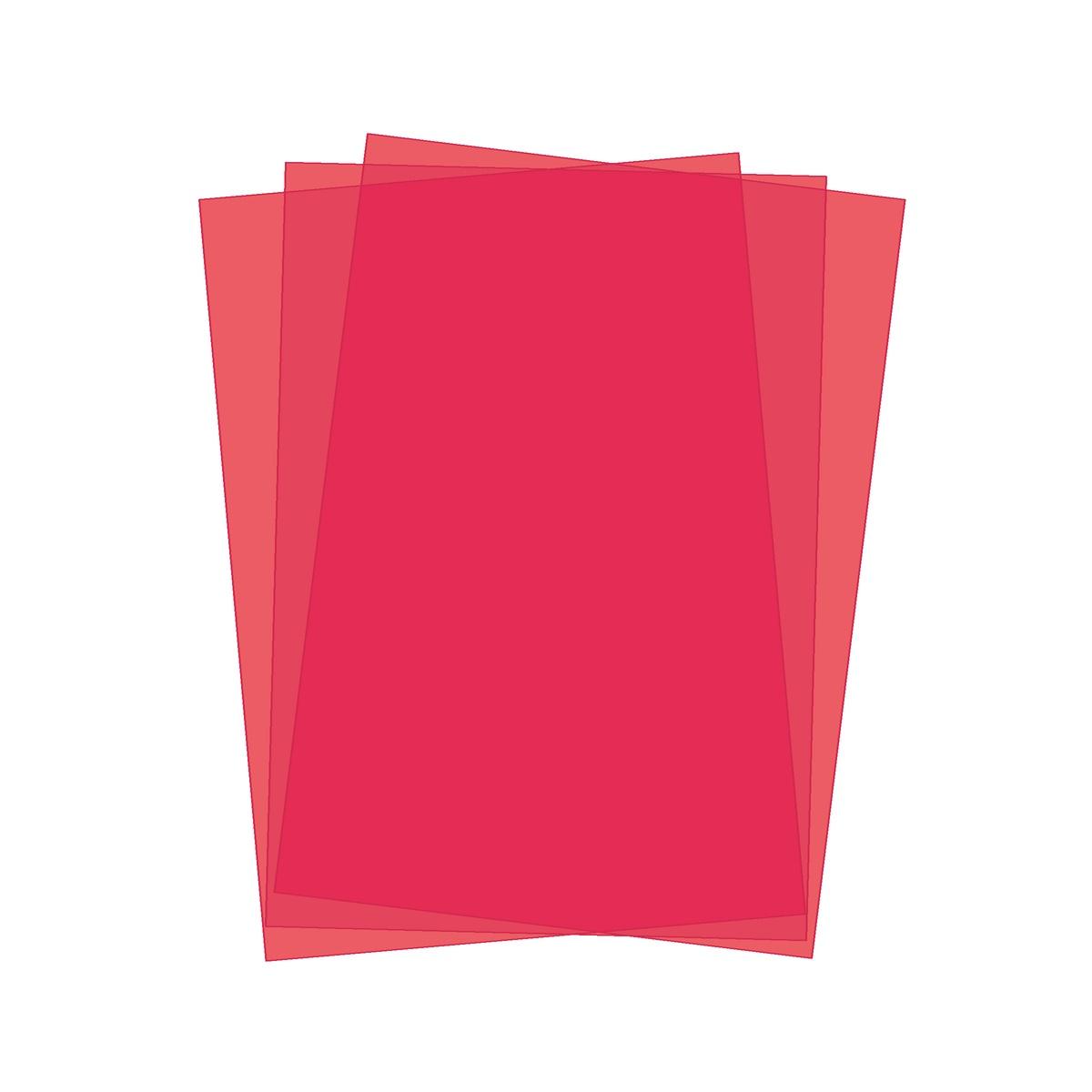 Couvertures PVC rouges A4 Falcon K 200 microns, trois feuilles translucides superposées