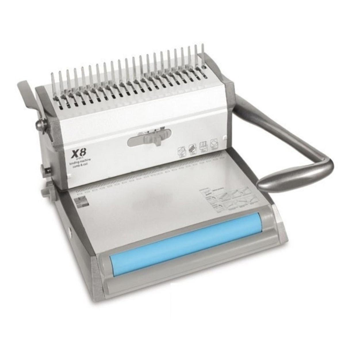 Perforelieur manuel anneaux plastiques pas US et spirales coils pas 4:1 X8 FALCON K — Vue de base