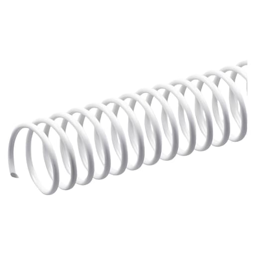 100 spirales coils A4 plastiques 46 boucles 6 mm Pas 4:1 blanches