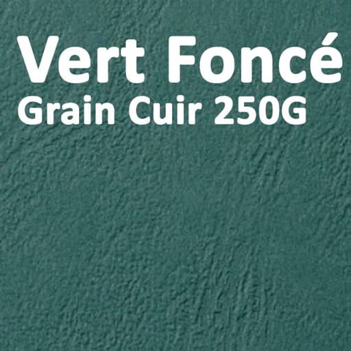 Couverture Grain Cuir vert chasse A4 250gsm — Couverture carton grain cuir vert chasse 250 g/m², format A4 — paquet de 100 feuilles